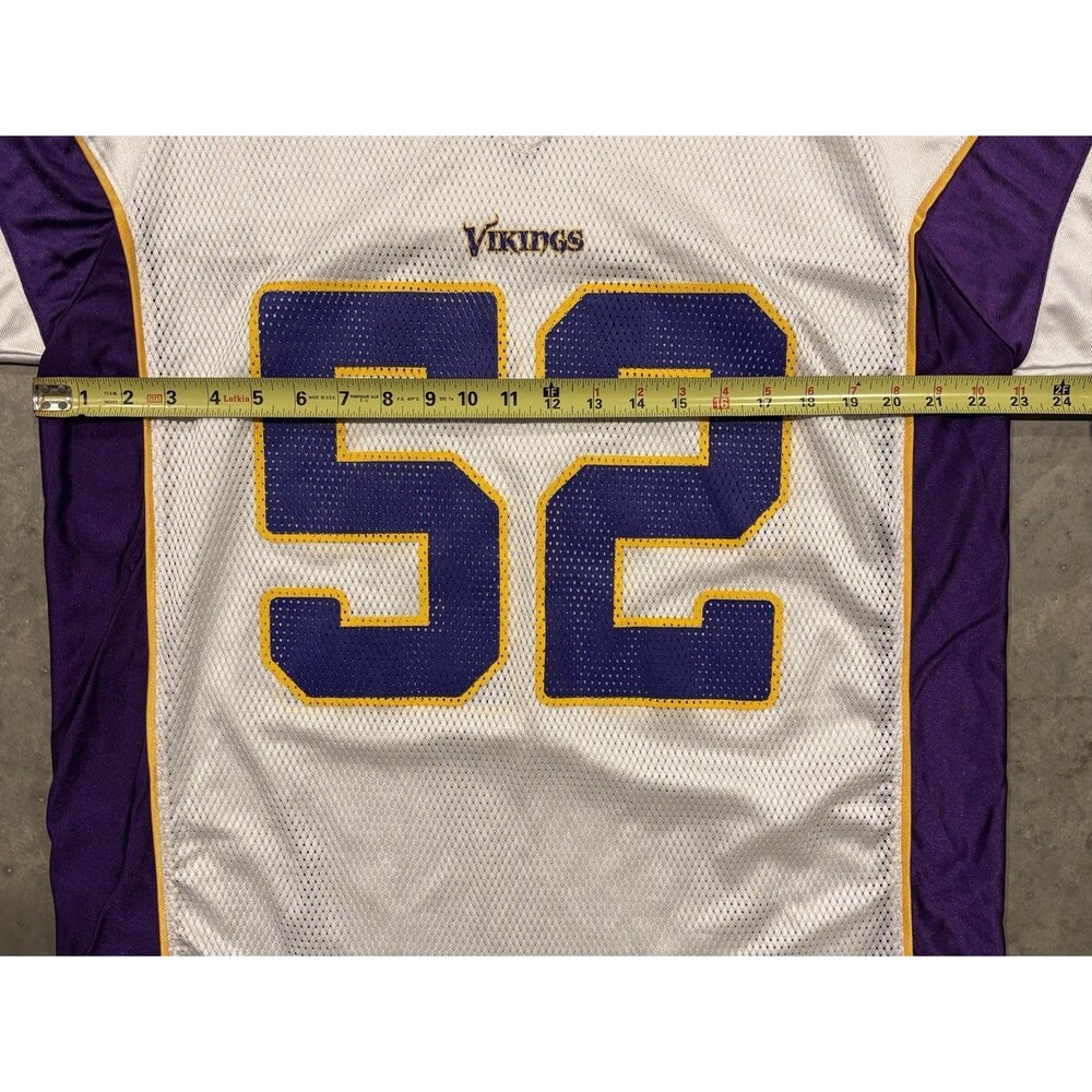 Chad Greenway Minnesota Vikings Reebok Jersey White Men Large Away Football NFL - Picture 3 of 7